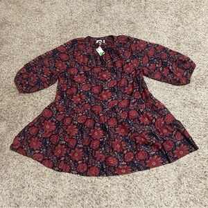 NWT Apiece Apart Floral Alessa A-libe mini cotton silk Dress women’s large